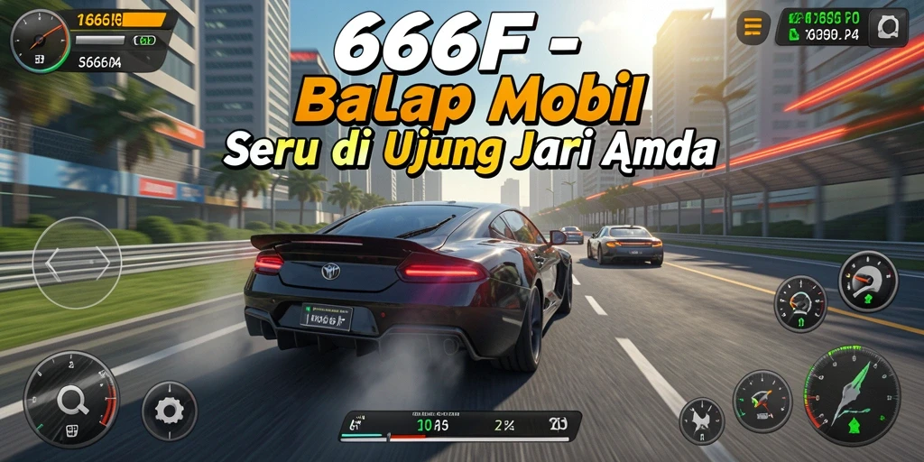 Gameplay Racing yang menarik dengan mobil balap cepat di lintasan.