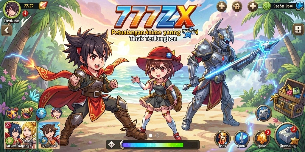 Gameplay dari 777ZX yang menampilkan aksi dan strategi Anime.