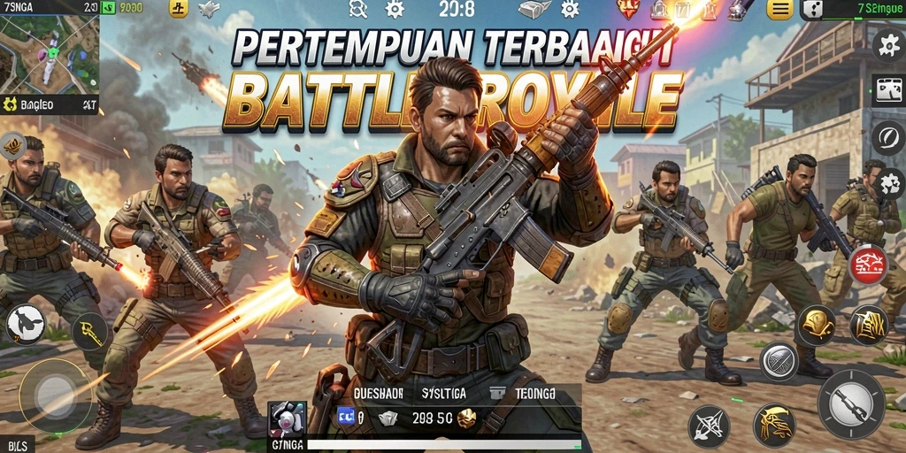 Screenshot gameplay 77SINGA yang menampilkan pertempuran intens dan strategi tim.