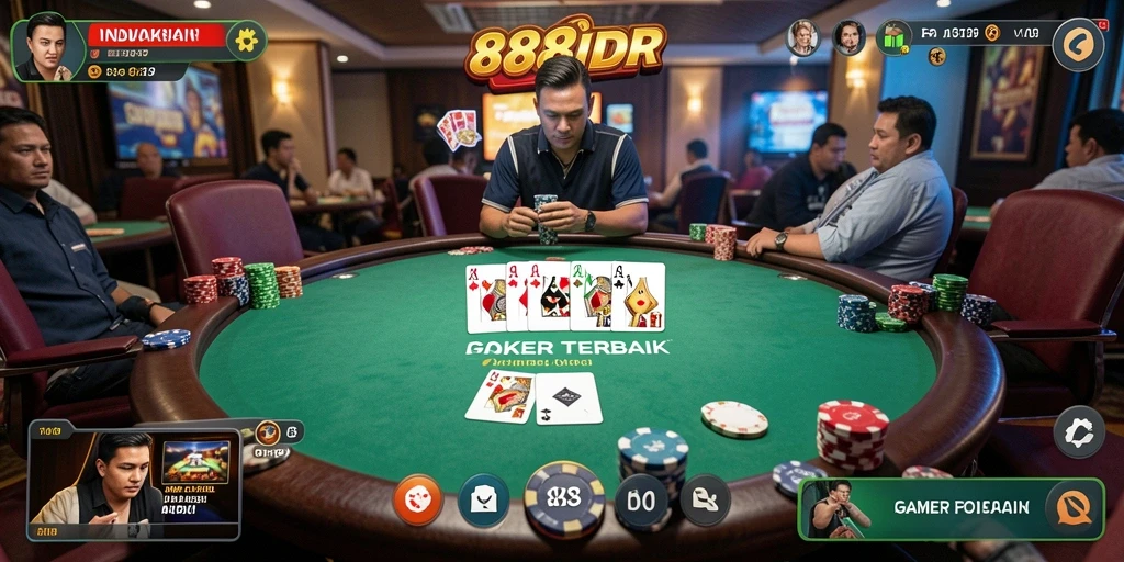 Screenshot utama 888IDR menampilkan intensitas permainan poker.