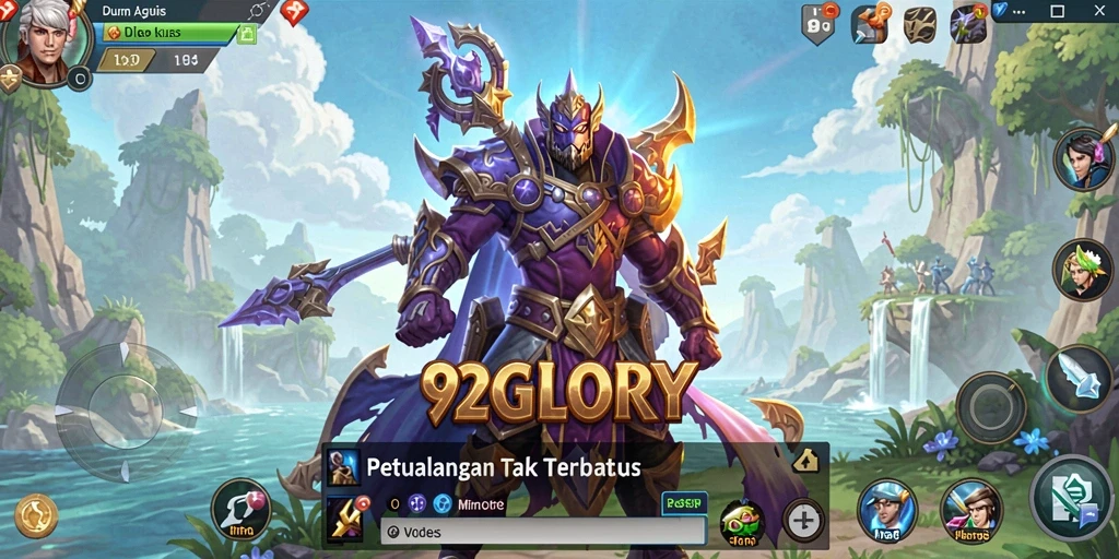 Tangkapan layar gameplay 92GLORY menampilkan aksi pertarungan karakter secara dinamis.