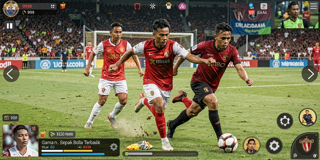 Tampilan gameplay yang mendebarkan dari 9939 dengan aksi sepak bola nyata.