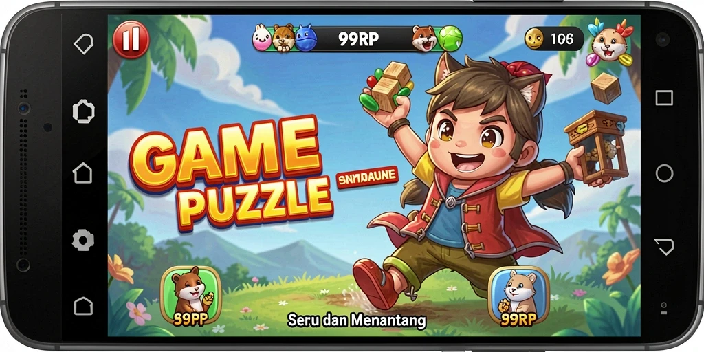 Tampilan gameplay seru 99RP dengan berbagai puzzle menantang.