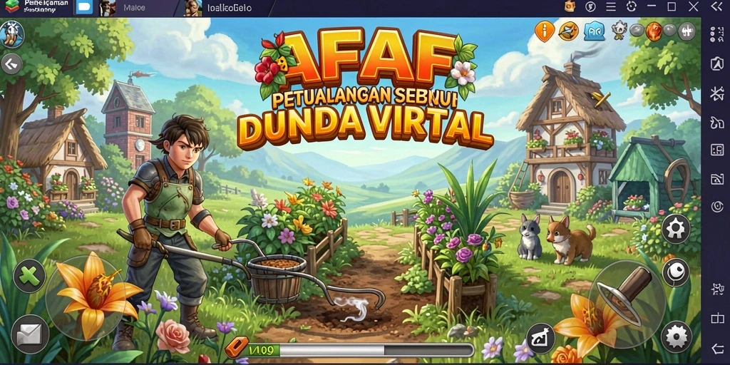 Tampilan gameplay AFAF yang menunjukkan aktivitas berkebun yang seru.