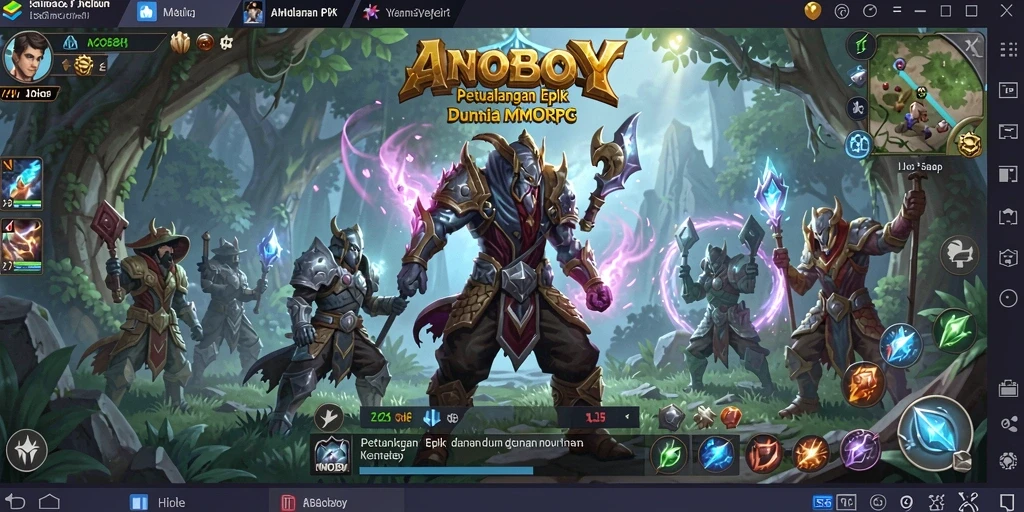 Tampilan gameplay menarik ANOBOY di dunia MMORPG.
