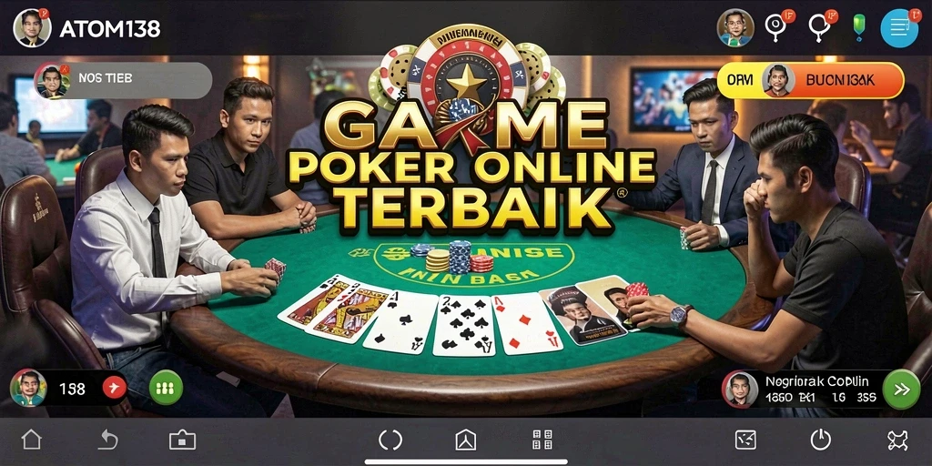 Tangkapan layar utama ATOM138 menampilkan permainan Poker yang mendebarkan.
