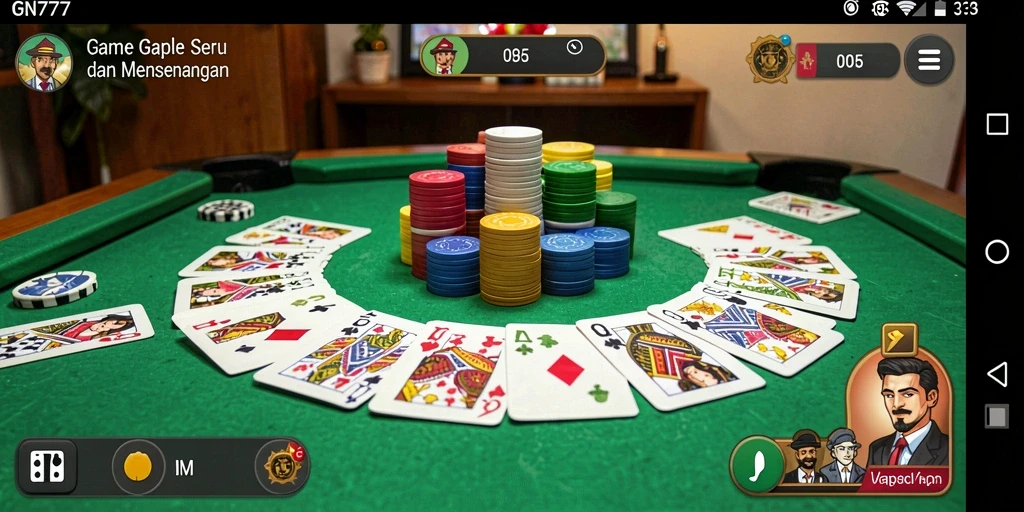Tampilan gameplay Gaple yang seru dan interaktif di GN777.