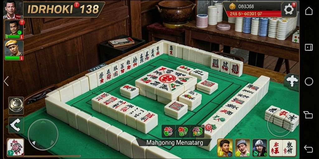Tangkapan layar permainan <strong>IDRHOKI138</strong> menunjukkan gameplay seru Mahjong yang penuh strategi.