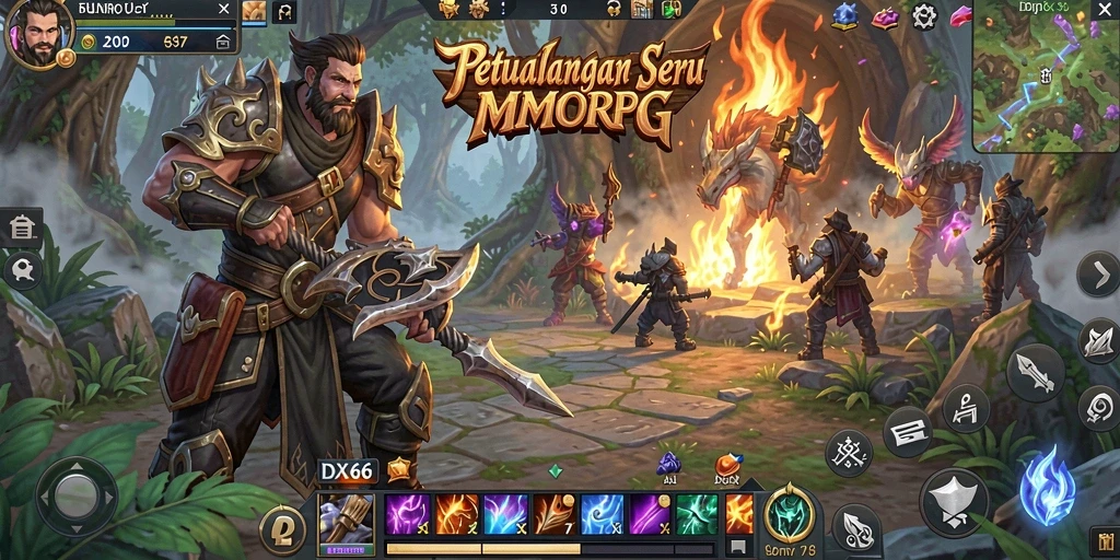 Screenshot dari gameplay <strong>IDX66</strong> yang menunjukkan pertarungan seru dalam dunia MMORPG.