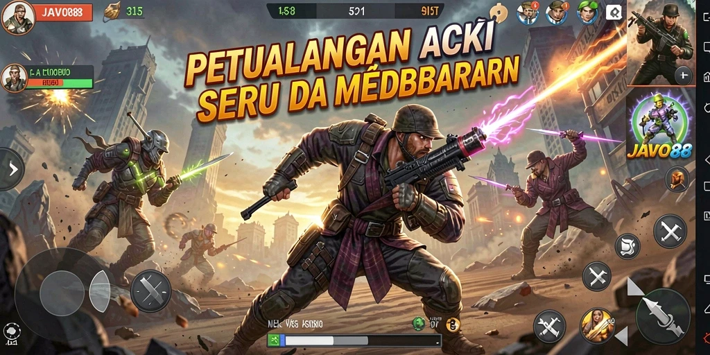 Tangkapan layar menampilkan pertarungan aksi yang intens di JAVO88.