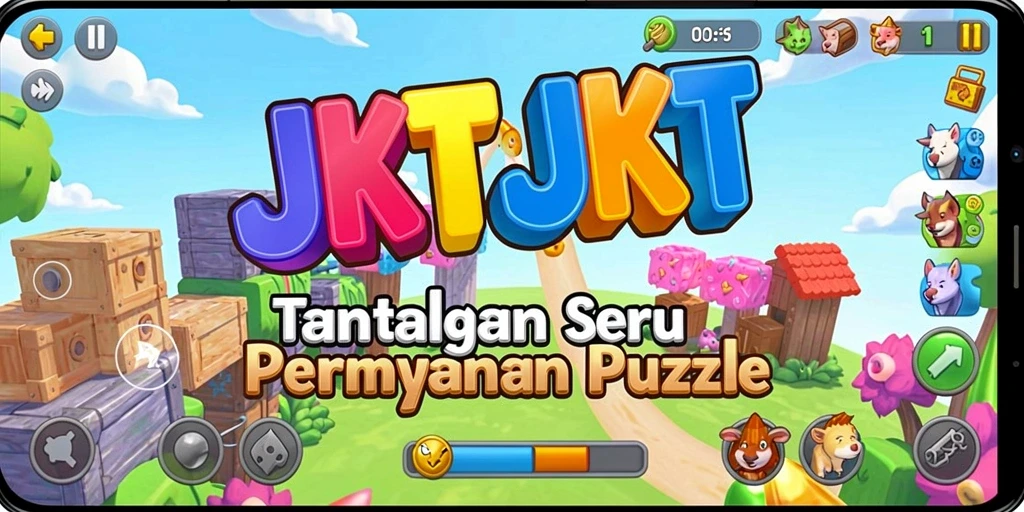 Tampilan gameplay JKTJKT yang penuh warna dan menantang.