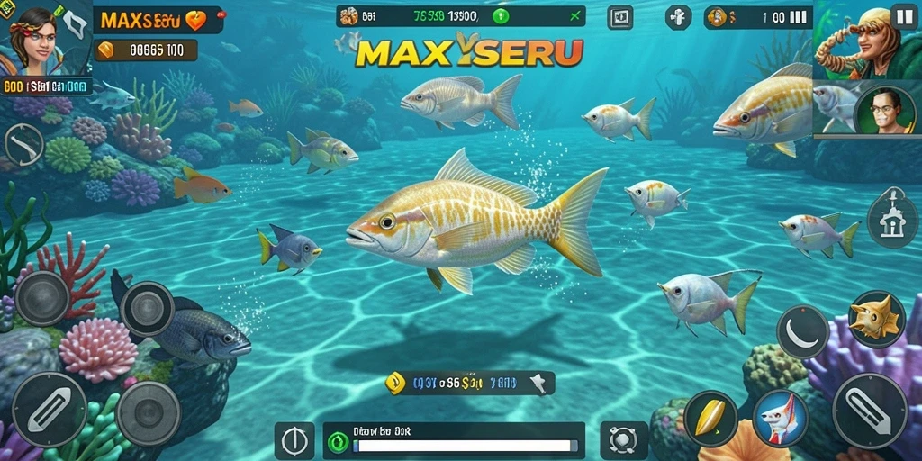 Gameplay seru saat menembak ikan di MAXSERU.