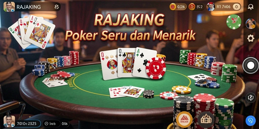 Tampilan menarik RAJAKING dengan gameplay poker yang seru.