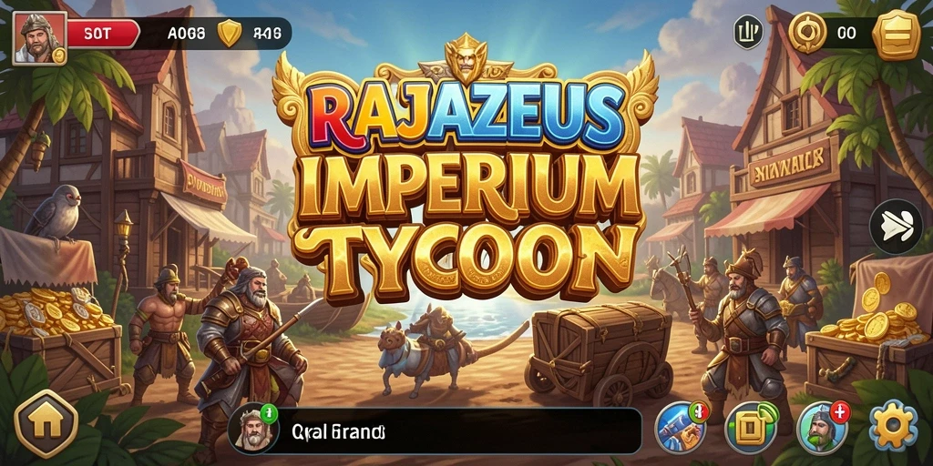 Tangkapan layar utama RAJAZEUS menampilkan gameplay Tycoon yang menarik.