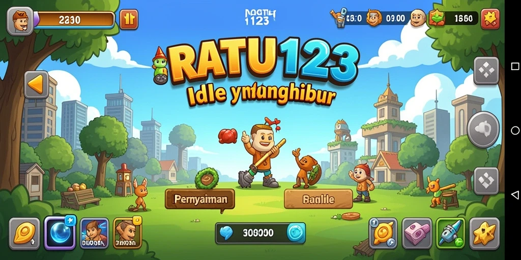 Tangkapan layar gameplay <strong>RATU123</strong> menampilkan kemajuan kerajaan dalam permainan Idle.