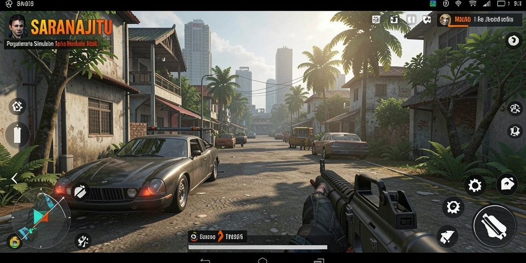 Tangkapan layar SARANAJITU dengan gameplay simulation yang mendalam.