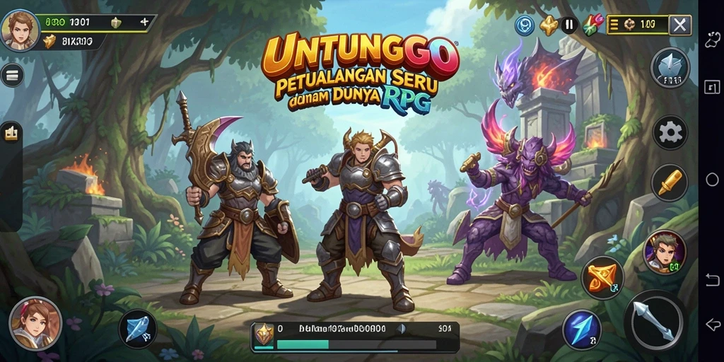 Tampilan screenshot UNTUNGGO menampilkan pertarungan seru dalam dunia RPG.