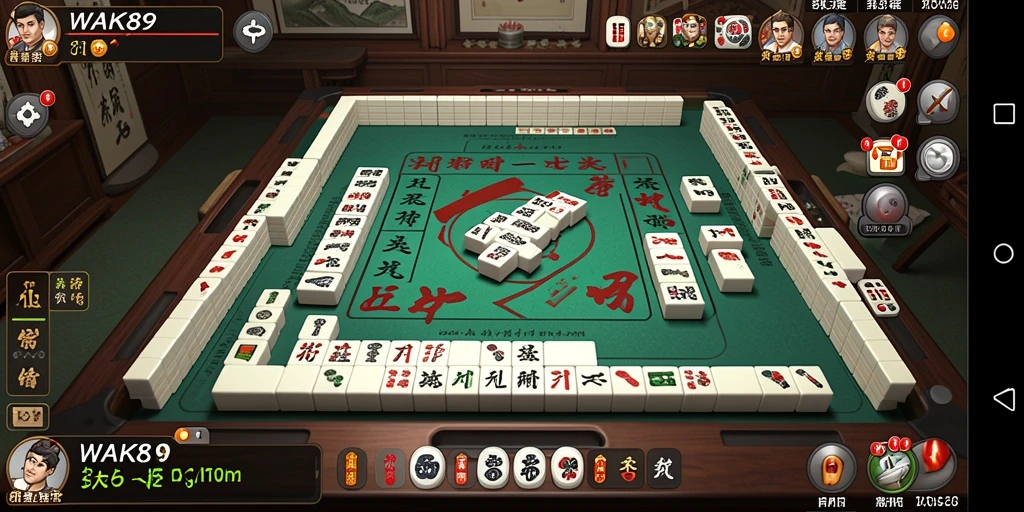 Tampilan gameplay <strong>WAK89</strong> yang menarik dengan ubin Mahjong berwarna-warni.